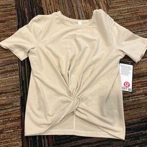 lululemon athletica Cream Tie Front Short Sleeve Tee